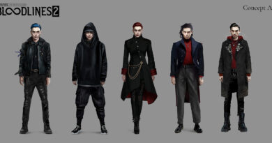 Multiple concept art images of Vampire: The Masquerade Bloodlines 2 protagonist Phyre