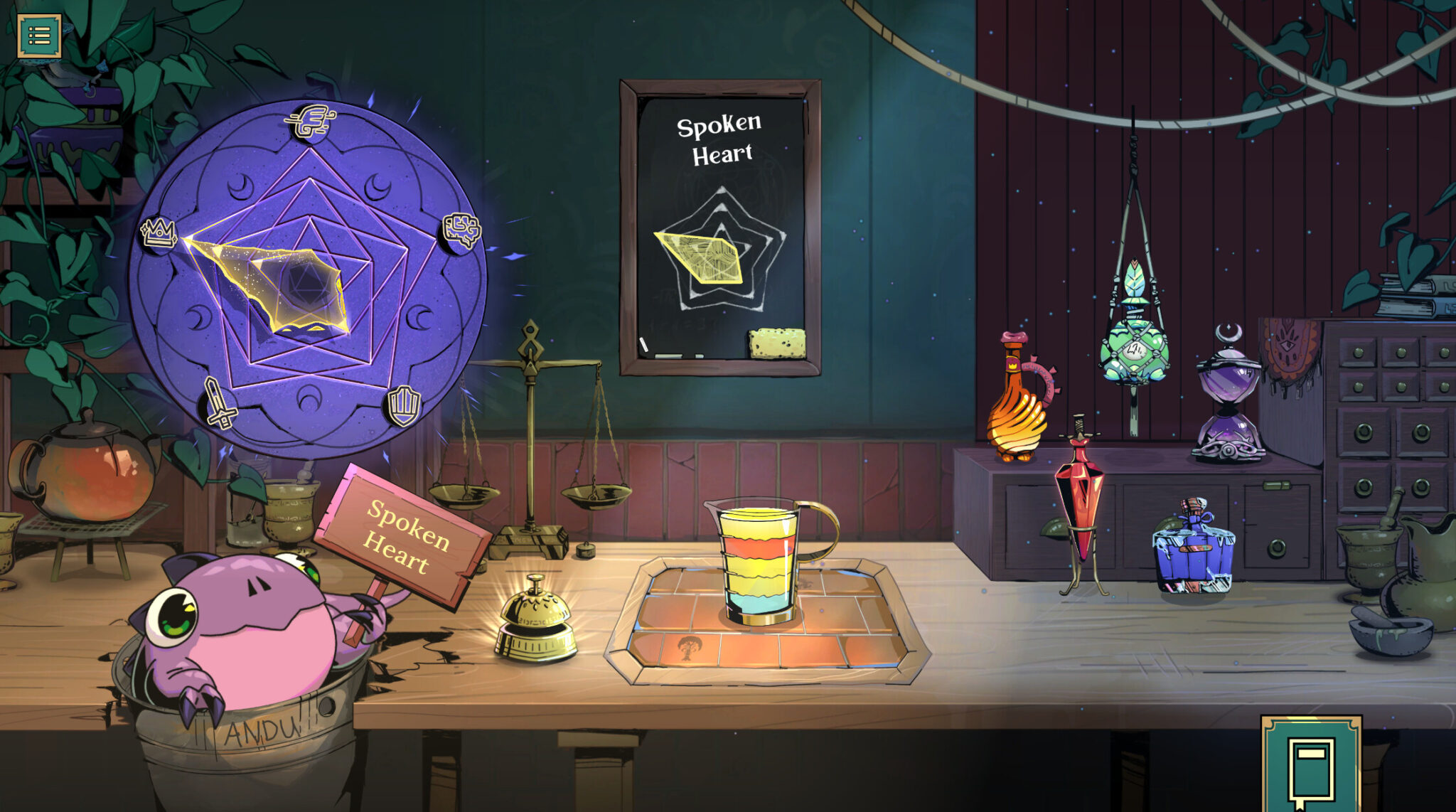 Tavern Talk screenshot of the inn with a freshly made drink served up on the counter