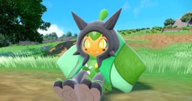 Screenshot of a pokemon sitting on grass