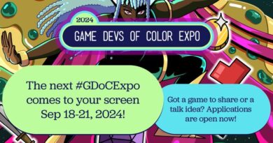 Game Devs of Color Expo graphic featuring the date and letting people know applications to participate are now open