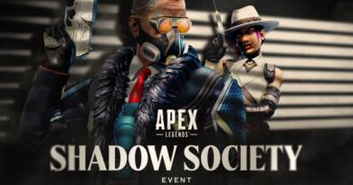 Apex Legends Shadow Society Event graphic featuring Ballistic and Loba dressed as gangsters