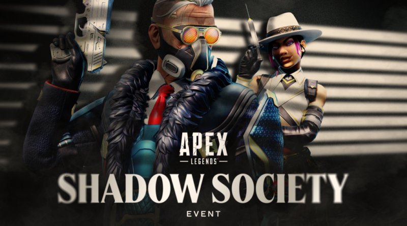 Apex Legends Shadow Society Event graphic featuring Ballistic and Loba dressed as gangsters