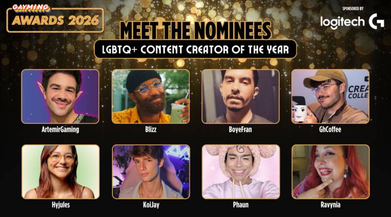 Gayming Awards Meet the Nominees: LGBTQ+ Content Creator of the Year Award